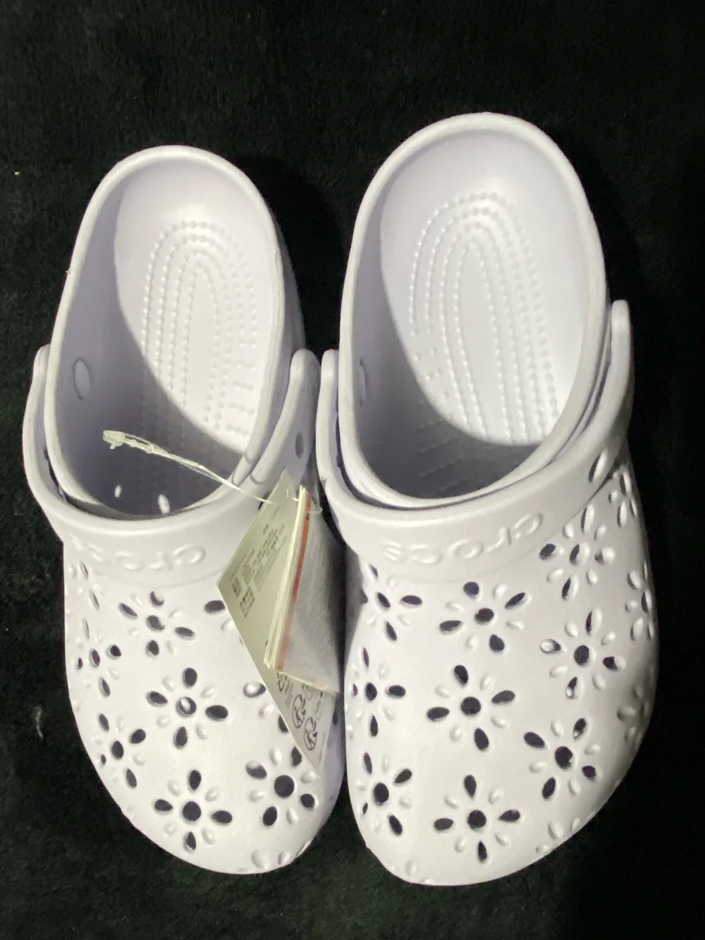 CROCS Kids Floral Cutout Clogs in Light Lavender